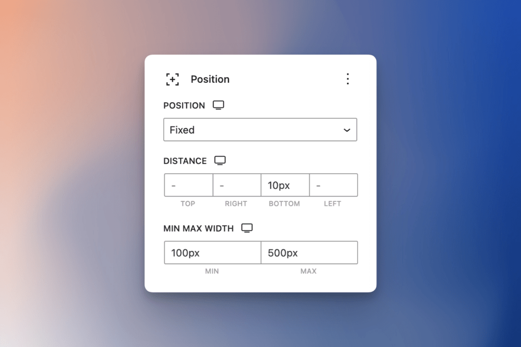 Position extension settings