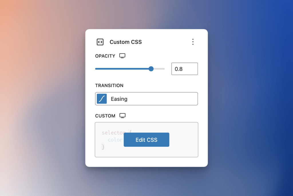 Custom CSS extension settings