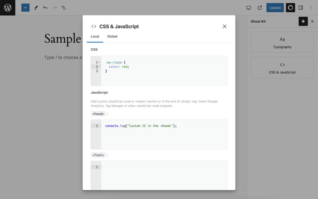 CSS & JavaScript page settings